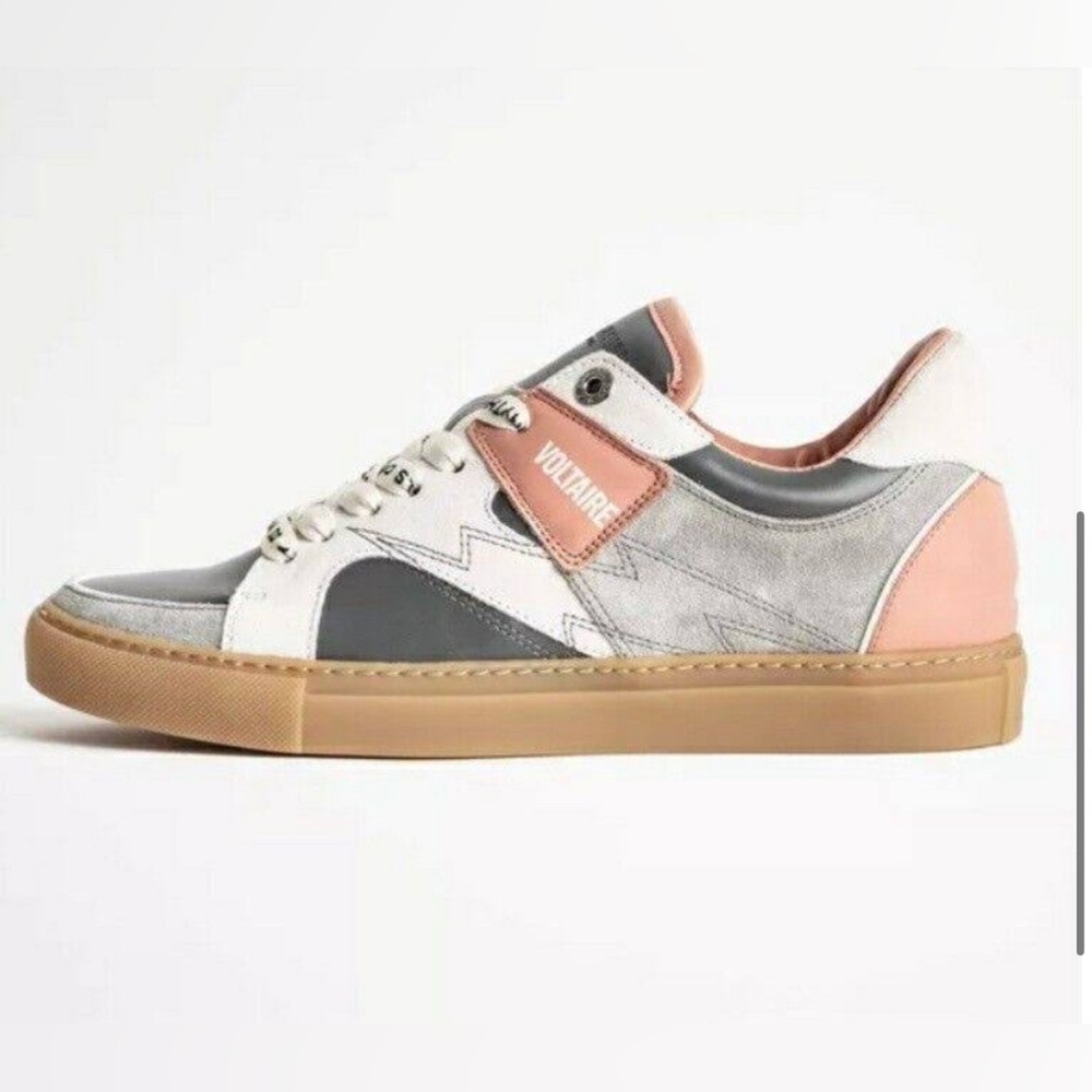Zadig & Voltaire Board Top Patch Sneakers 39 “Girls Can Do Anything” Pink Suede
